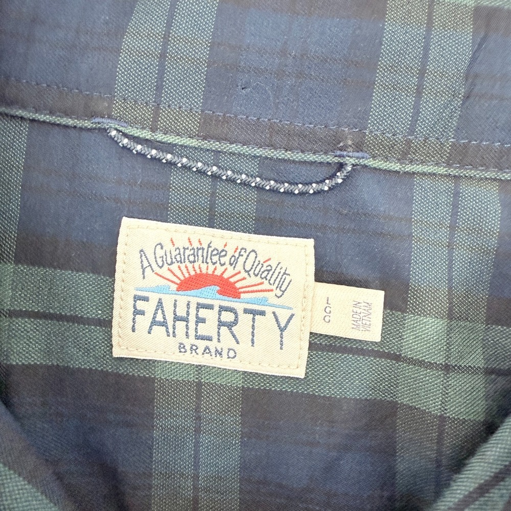 Faherty The Movement Shirt Mens L Green Plaid Performance Stretch Button Up - Picture 3 of 8